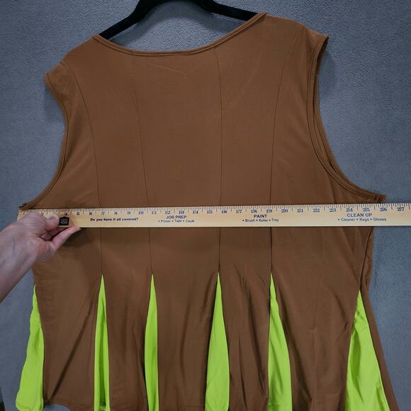 Attitudes by Renee 3X Women Brown Lime Green Peplum Hem Stretch Slinky Knit NEW - Picture 9 of 11